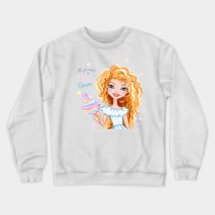 Cute fashionable girl with Ice Cream Crewneck Sweatshirt